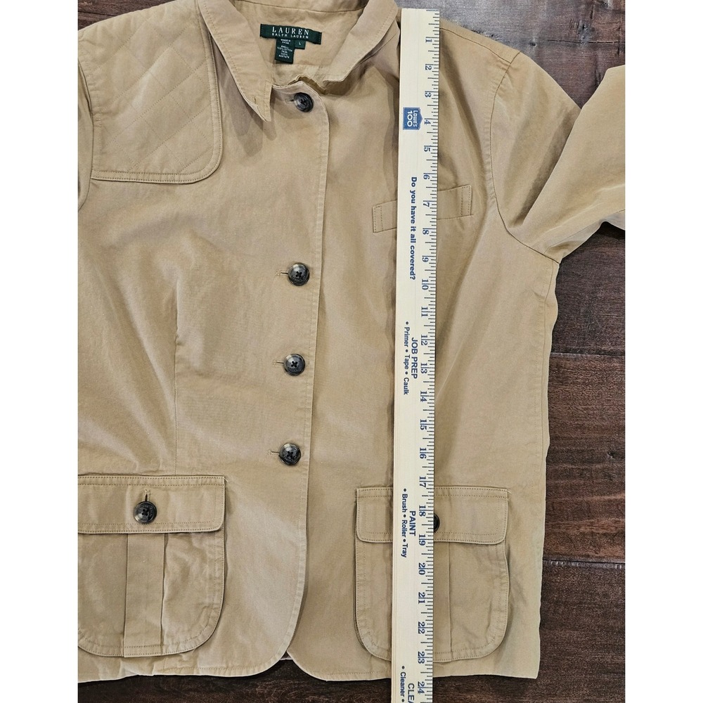 VTG Lauren Ralph Lauren Tan Field Jacket Quilted Shooting Patch Safari Utility - Picture 13 of 16